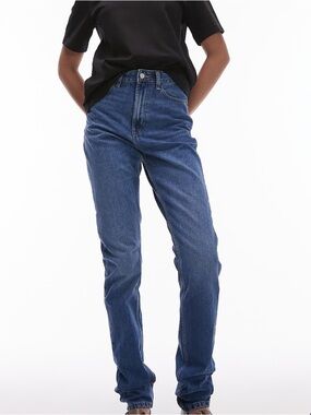 NWOT Topshop Tall Mom high rise jeans in mid blue